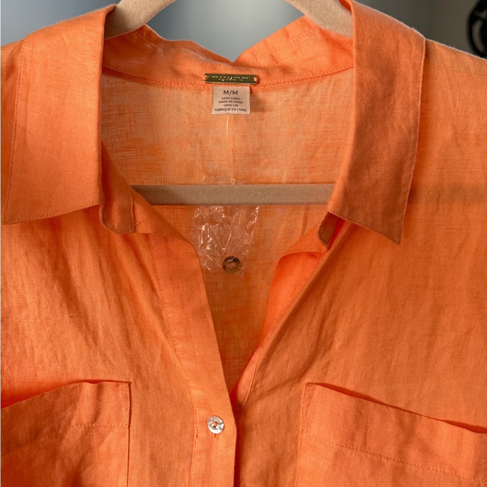 Magaschoni Soft Orange Linen Top